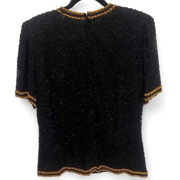 Stenay Stunning 1980s Vintage Beaded 100% Silk Top with Back Zipper size PL - Picture 2 of 13
